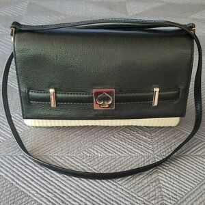 Kate Spade Black and Cream Crossbody Bag with Metallic Clasp